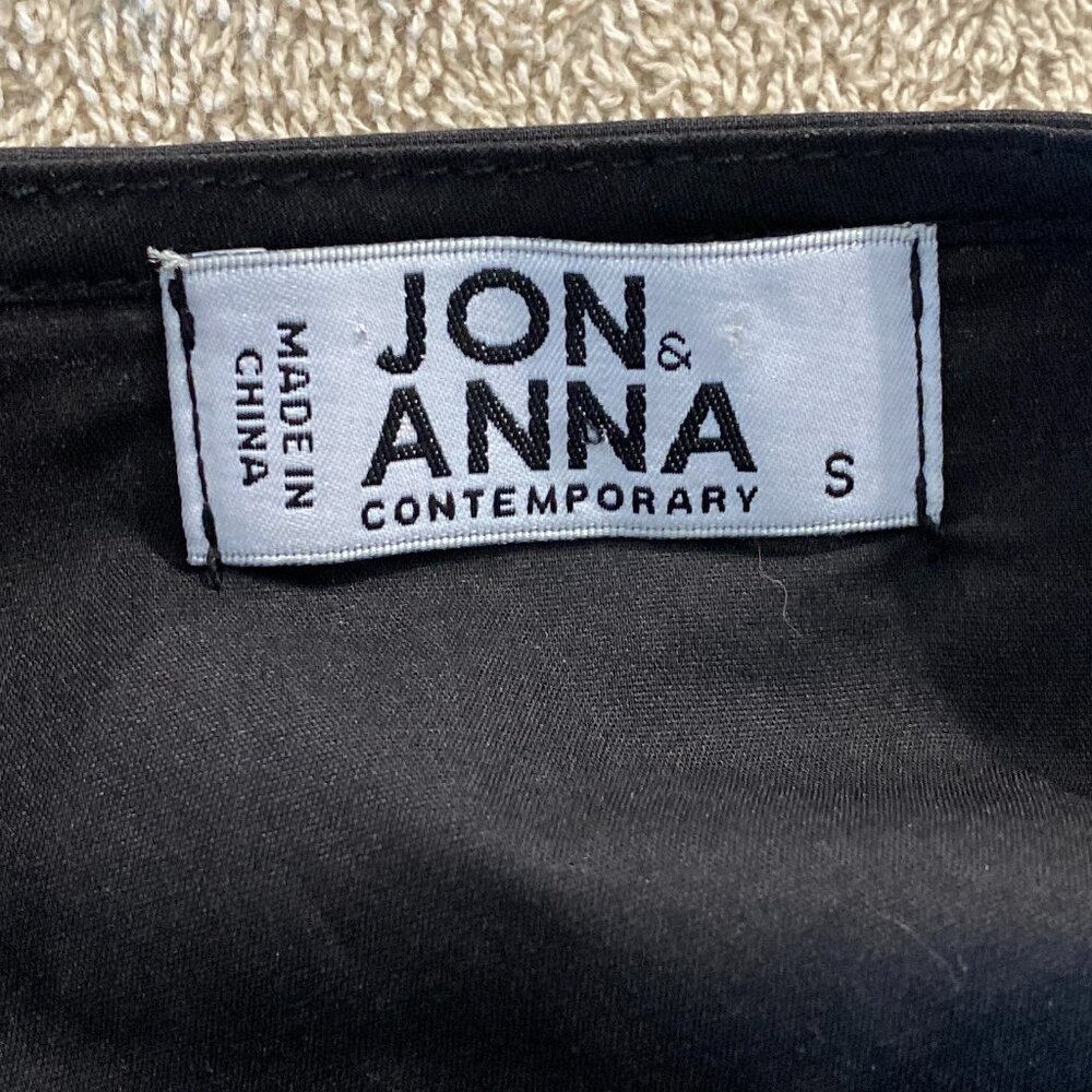 Jon & Anna Contemporary Black Peplum Blouse | Size S | Tie Front 3/4 Sleeve Top - Picture 4 of 6